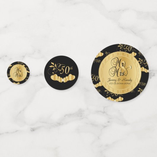 ブラック結婚で50周年記念 コンフェッティ (正面)