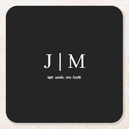 ブラック結婚のコースターのカスタマイズ可能な白文字 スクエアペーパーコースター