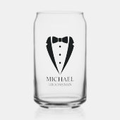 ブラック結婚のツキシードのスーツパーソナライズされたの行商人 ガラス缶 (正面)