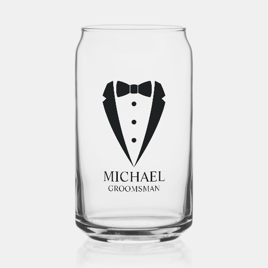 ブラック結婚のツキシードのスーツパーソナライズされたの行商人 ガラス缶 (正面)