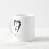 ブラック結婚のツキシードのスーツパーソナライズされたの行商人 コーヒーマグカップ (正面左)