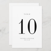 ブラック結婚のテーブル番号カード 招待状 (正面/裏面)