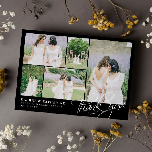 ブラック結婚のフォトコラージュの台本 サンキューカード