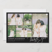 ブラック結婚のフォトコラージュの台本 サンキューカード (正面)