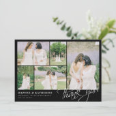 ブラック結婚のフォトコラージュの台本 サンキューカード (スタンド正面)