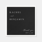 ブラック結婚のミニマリストScript Thank エレガント スタンダードカクテルナプキン (正面)