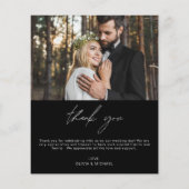 ブラック結婚のミニマルサンキューカード (裏面)