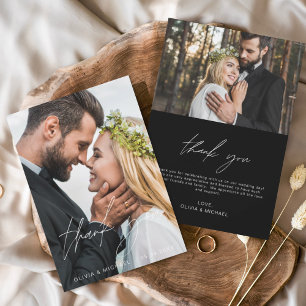 ブラック結婚のミニマルサンキューカード チラシ