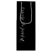 ブラック結婚のメイド・オブ・オーナー（花嫁付き添い人）定型化スクリプト ワインギフトバッグ (正面)