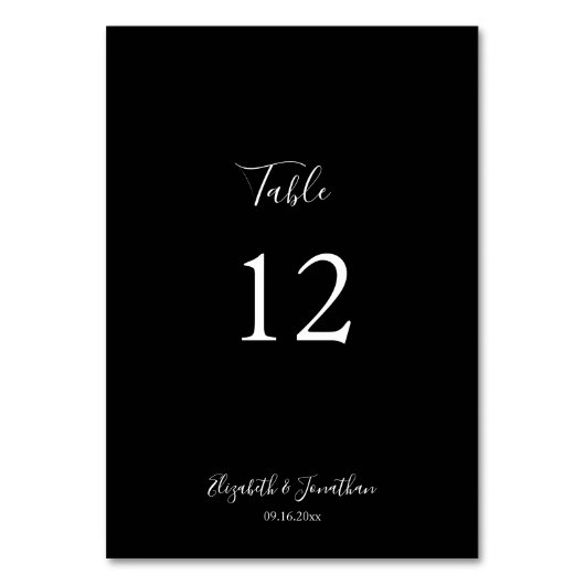 ブラック結婚のメニュースクリプモダント最小シンプル値 テーブルナンバー (正面)