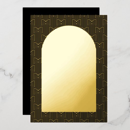 ブラック結婚の幾何学的 箔招待状 (正面/裏面)