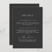ブラック結婚の情報カードシンプルタイポグラフィ エンクロージャーカード (正面/裏面)