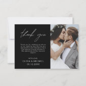 ブラック結婚の感謝フォトミニマリストカード サンキューカード (正面)