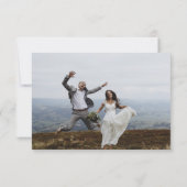 ブラック結婚の感謝フォトミニマリストカード サンキューカード (裏面)