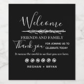 ブラック結婚の感謝メッセージ ワインラベル (シングルラベル)