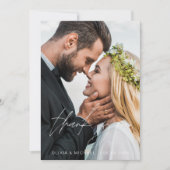 ブラック結婚の手書き感謝2枚の写真 サンキューカード (正面)
