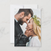 ブラック結婚の手書き感謝2枚の写真 サンキューカード (正面)