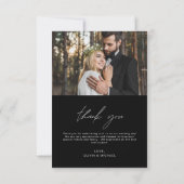 ブラック結婚の手書き感謝2枚の写真 サンキューカード (裏面)