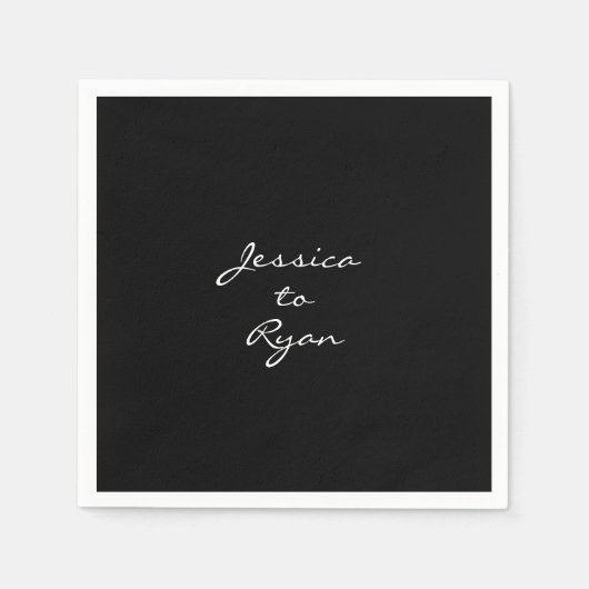 ブラック結婚の「名前と名前」カクテル スタンダードカクテルナプキン (正面)