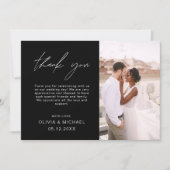ブラック結婚のThanks You Photo Minimalist サンキューカード (正面)