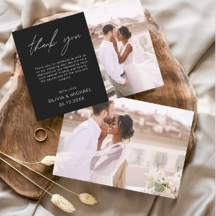 ブラック結婚のThanks You Photo Minimalist サンキューカード