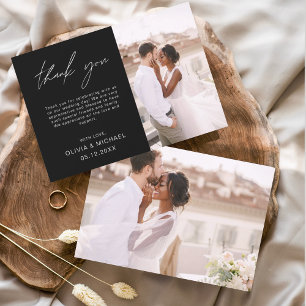 ブラック結婚のThanks You Photo Minimalist サンキューカード