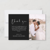 ブラック結婚のThanks You Photo Minimalist サンキューカード (正面)