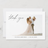 ブラック結婚のThanks You Photo Minimalist サンキューカード (正面)