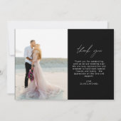 ブラック結婚のThanks You Photo Minimalist サンキューカード (裏面)