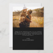 ブラック結婚のThanks You Photo Minimalist 招待状 (裏面)
