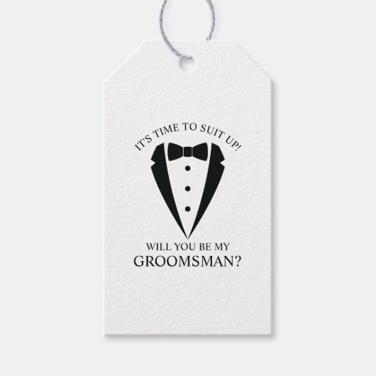 ブラック結婚のTuxedoスーツのグロムスマン提案 ギフトタグ (正面)