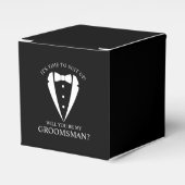 ブラック結婚のTuxedoスーツのグロムスマン提案 フェイバーボックス (正面サイド)