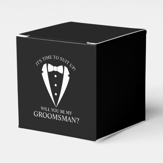 ブラック結婚のTuxedoスーツのグロムスマン提案 フェイバーボックス (正面サイド)
