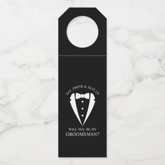 ブラック結婚のTuxedoスーツのグロムスマン提案 ボトルネックタグ (正面)