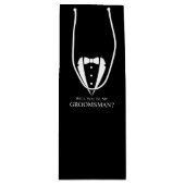 ブラック結婚のTuxedoスーツのグロムスマン提案 ワインギフトバッグ (正面)