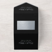 ブラック結婚シルバーのモノグラエレガントム書 オールインワン招待状 (外側)