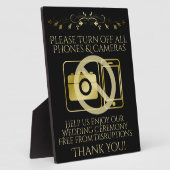 ブラック結婚ズのNo PhonesまたはCamerasサインの金ゴールド フォトプラーク (側面)