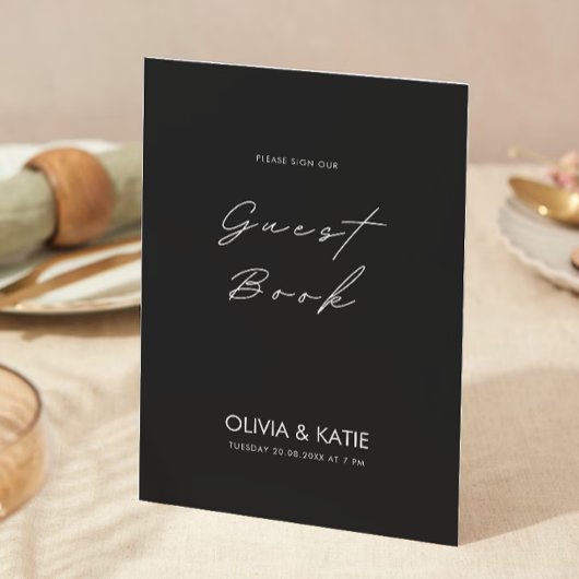ブラック結婚ズゲストブックサインテンプレート 招待状