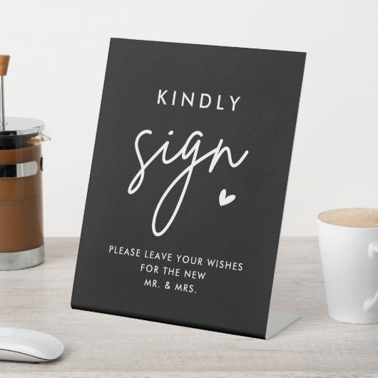 ブラック結婚ズゲストブックフレンドリーサイン 台座サイン (インサイチュ)