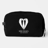 ブラック結婚ズスーツとタイのグローミパーソナライズされたンズ ドップキット (正面)