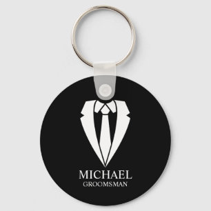 ブラック結婚ズスーツパーソナライズされたのGroomsmen キーホルダー