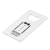 ブラック結婚ズボウタイパーソナライズされたグルマン クレジットカード栓抜き (正面アングル)