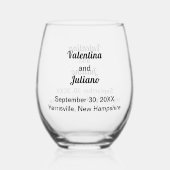 ブラック結婚ズ文字オンステムレスワイングラス ステムなしワイングラス (正面)