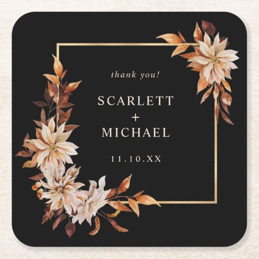 ブラック結婚ズ紙コースター スクエアペーパーコースター (正面)