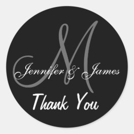 ブラック結婚ズ・サンキュー・モノグラム名 ラウンドシール