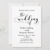 ブラック結婚タイポグラフィ、シンプルエレガント 招待状 (正面)