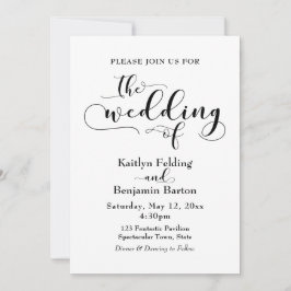 ブラック結婚タイポグラフィ、シンプルエレガント 招待状