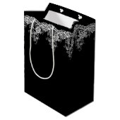 ブラック結婚上の白のレース ミディアムペーパーバッグ (裏面アングル)