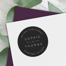 ブラック結婚差出人住所モダン ラウンドシール