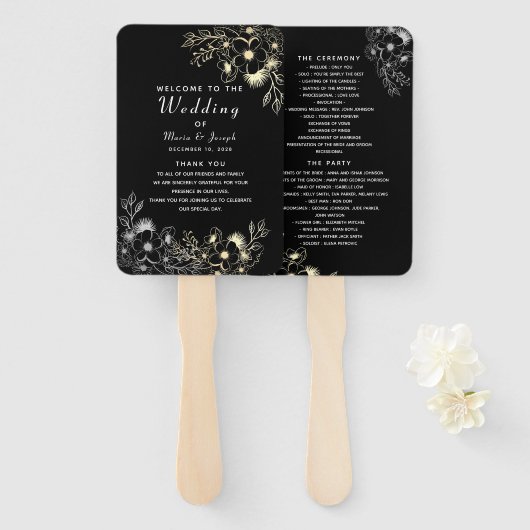 ブラック結婚式 プログラムハンドファン ハンドファン (正面&裏面)